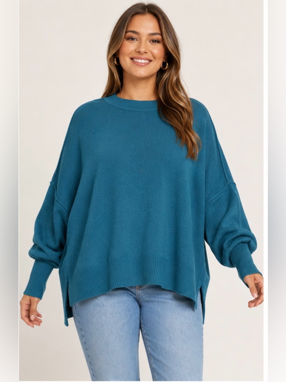 Entro Oversized Ocean Blue Sweater Size 1X